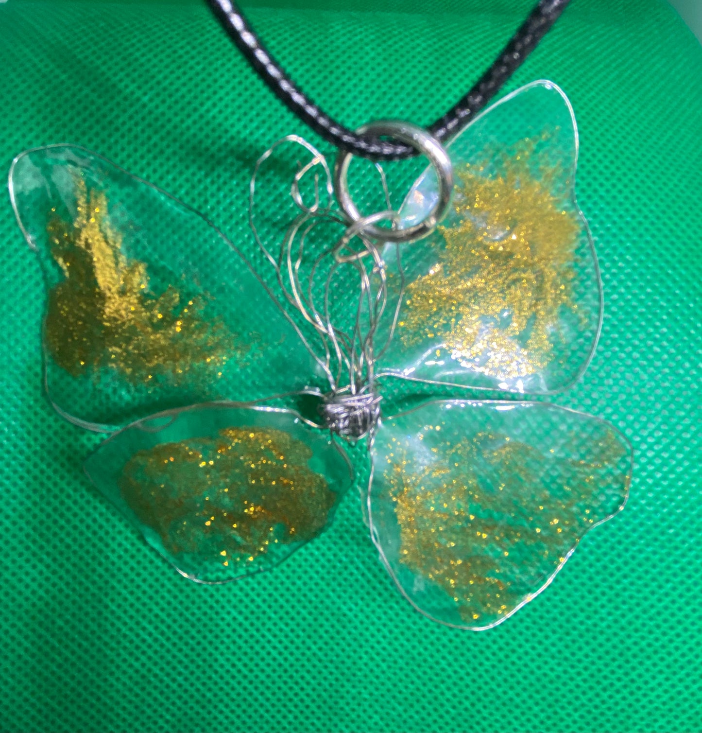 Large clear with gold wings