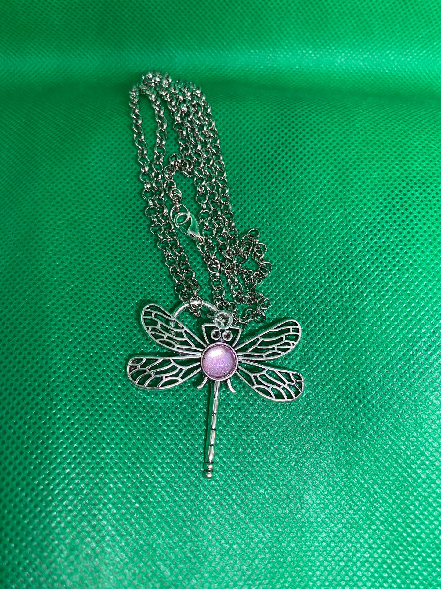 Pink dragonfly necklace