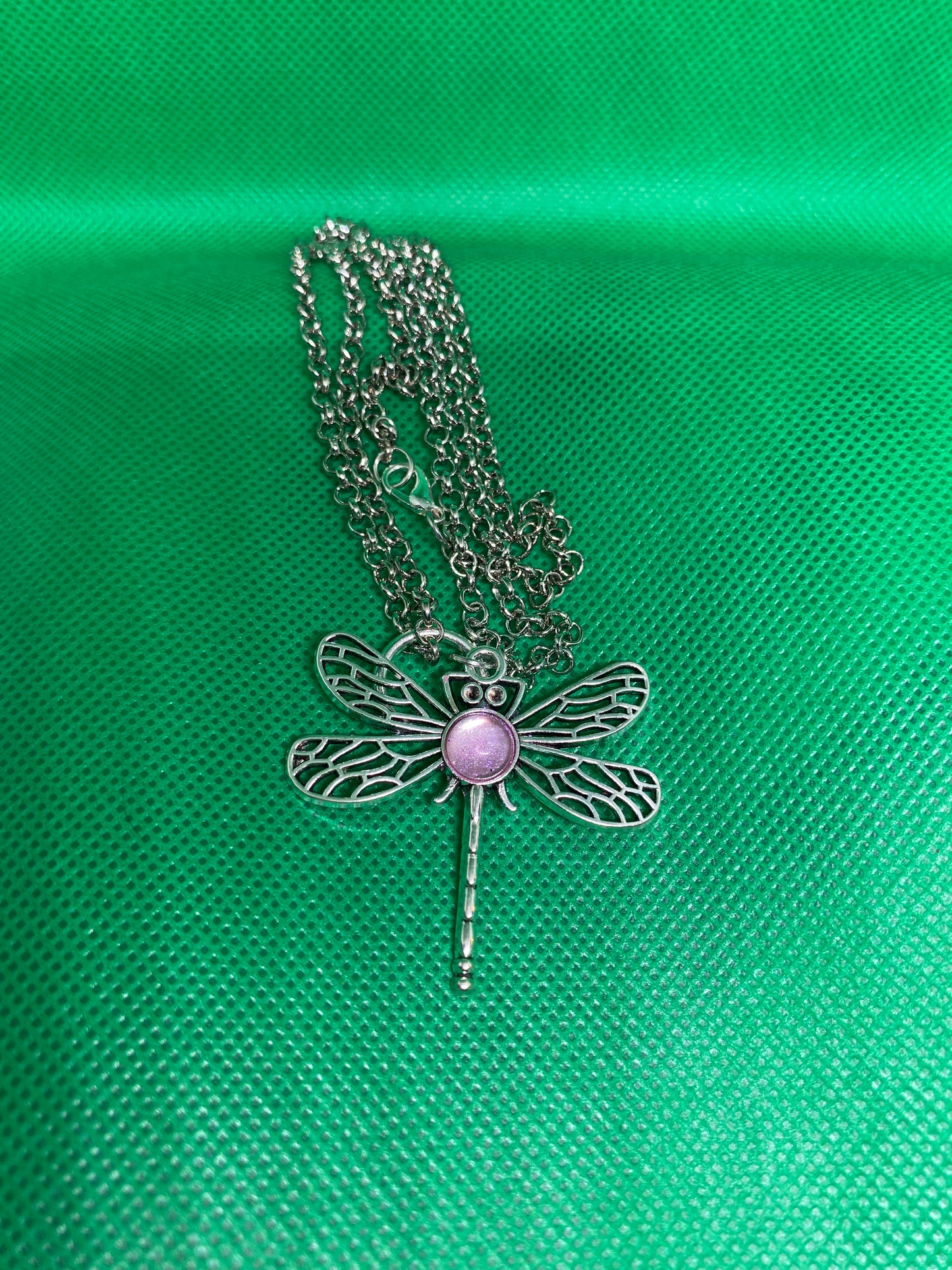 Pink dragonfly necklace