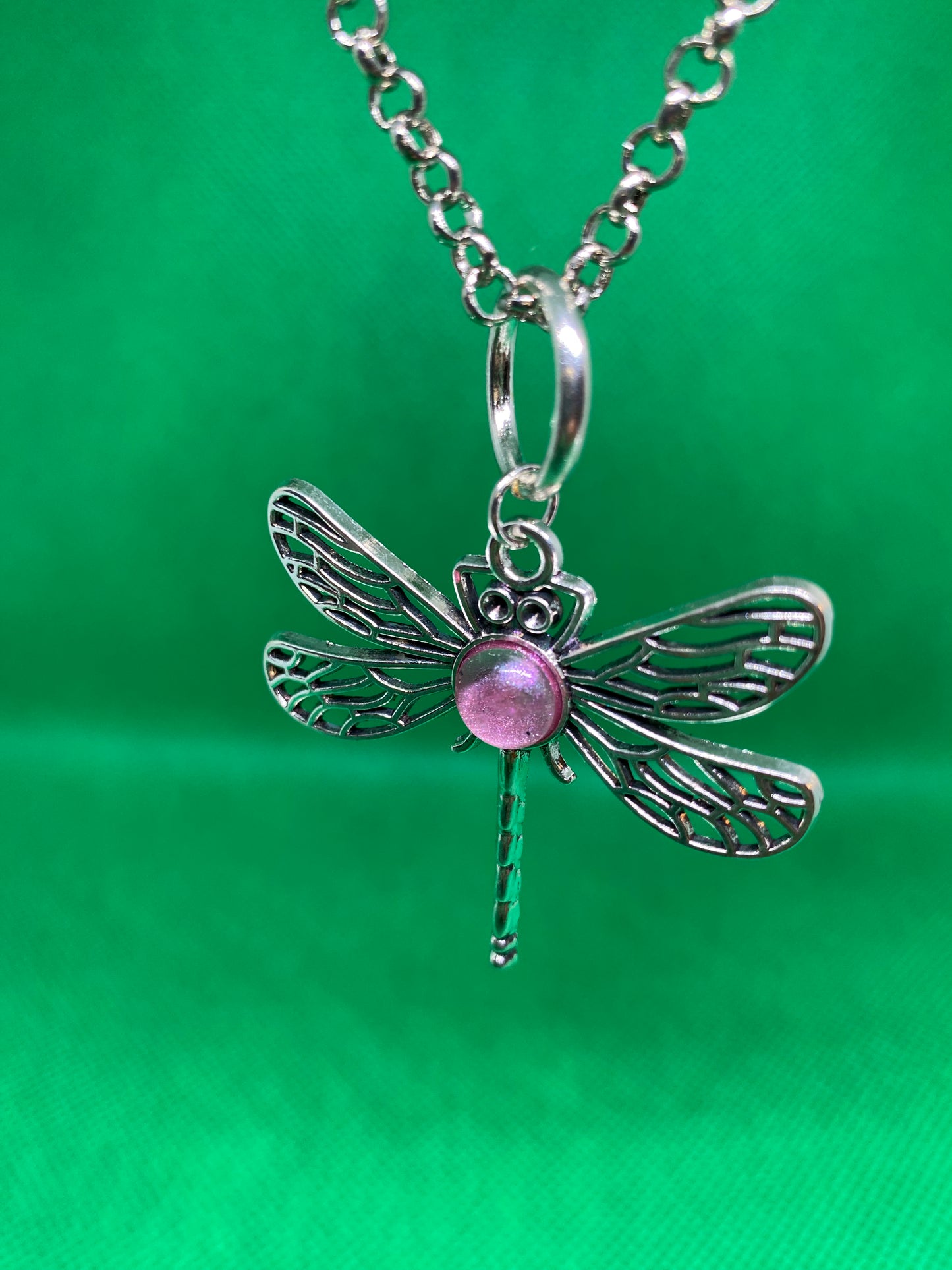 Pink dragonfly necklace