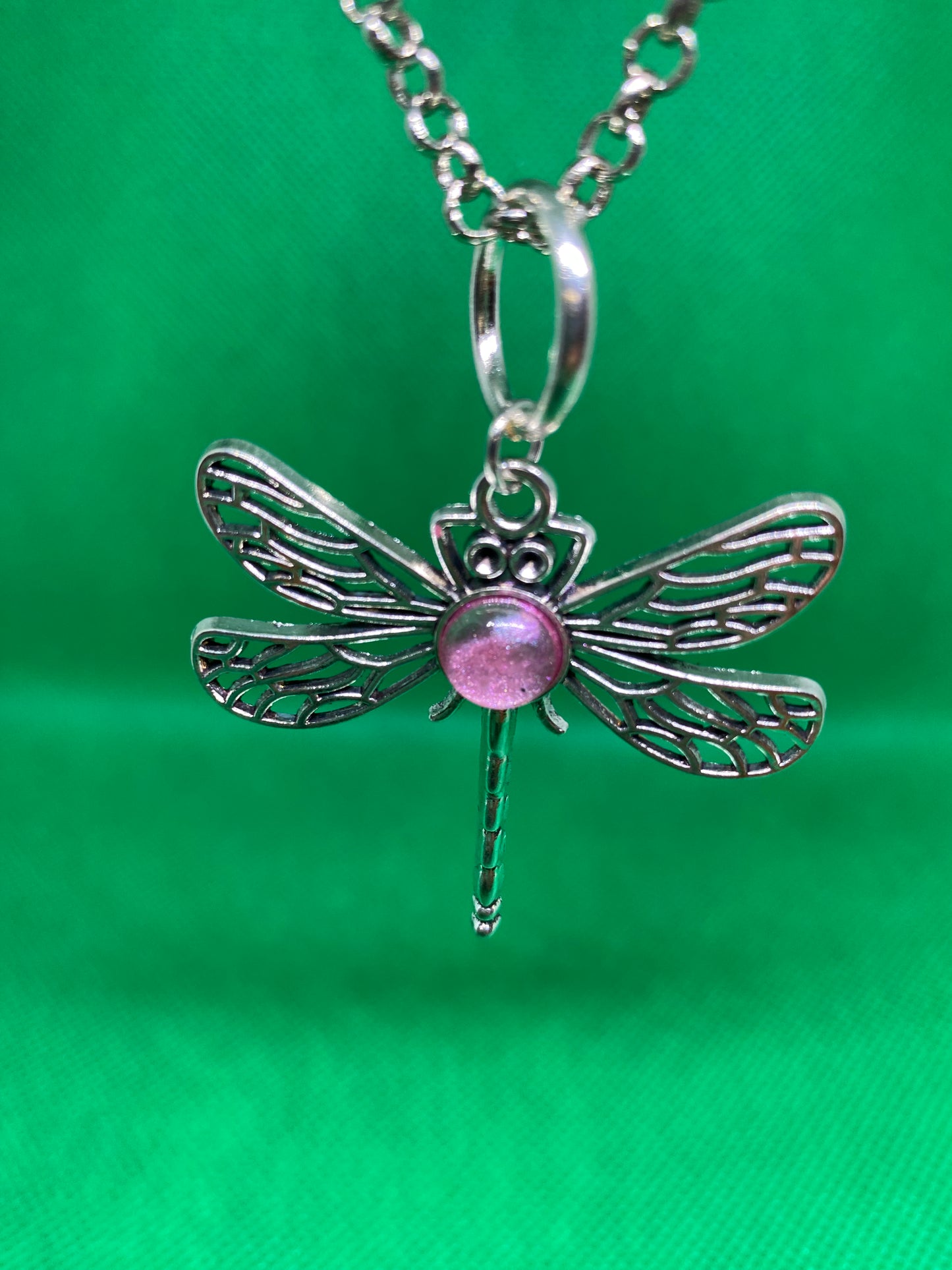 Pink dragonfly necklace