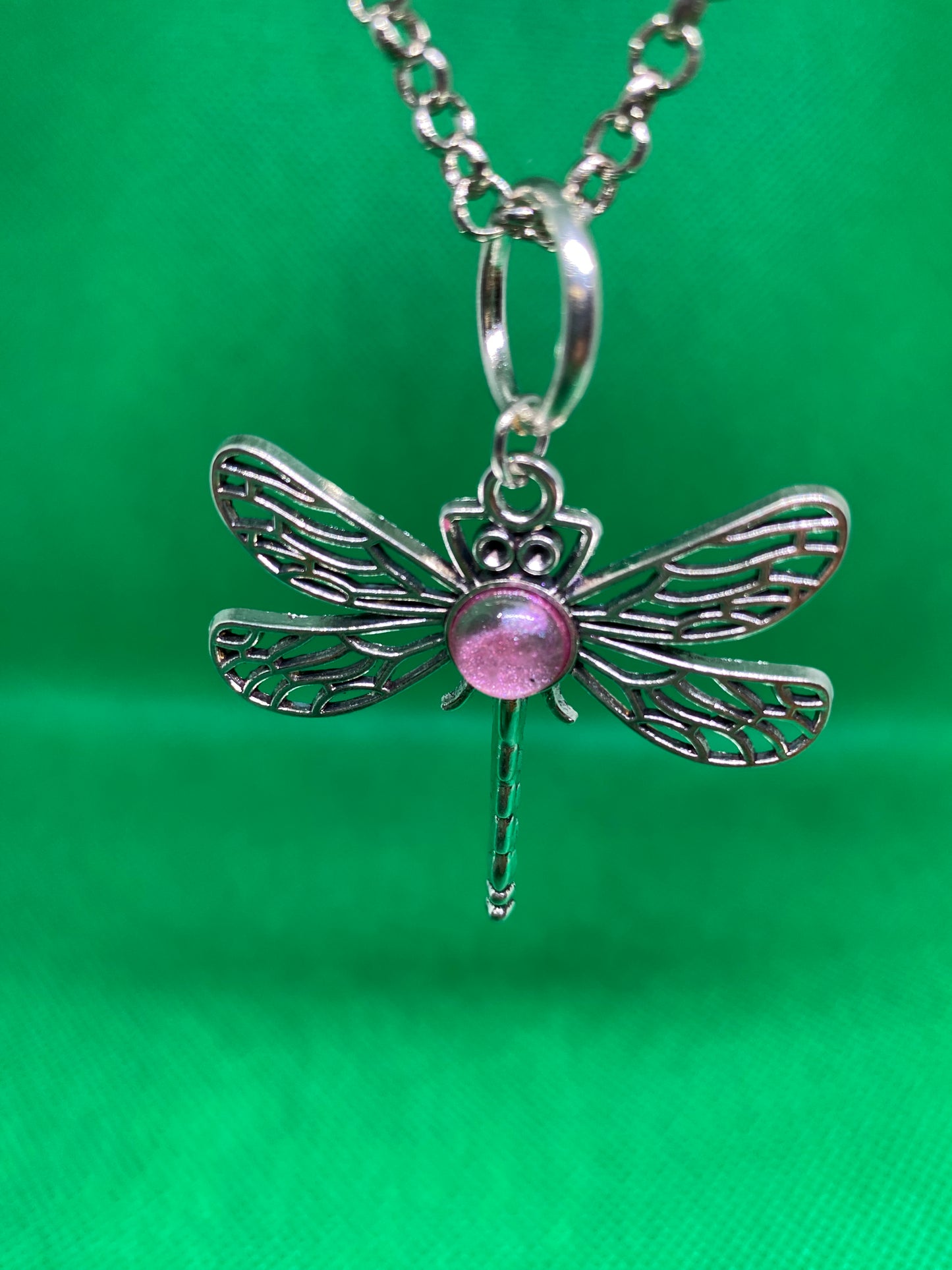 Pink dragonfly necklace