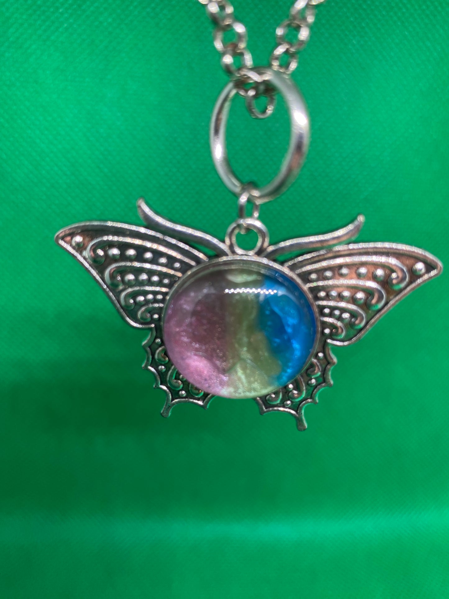 Multicolored butterfly necklace