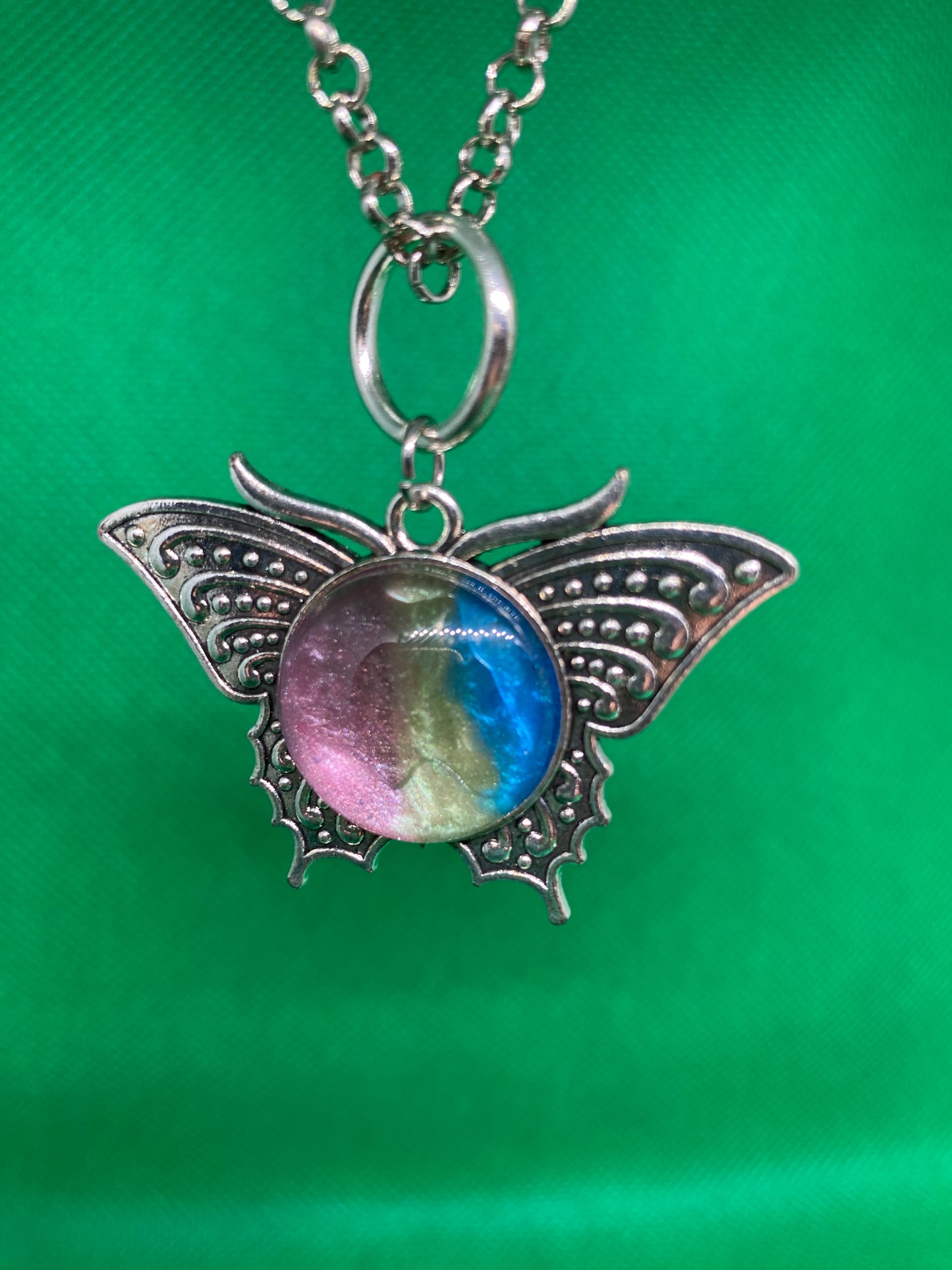 Multicolored butterfly necklace