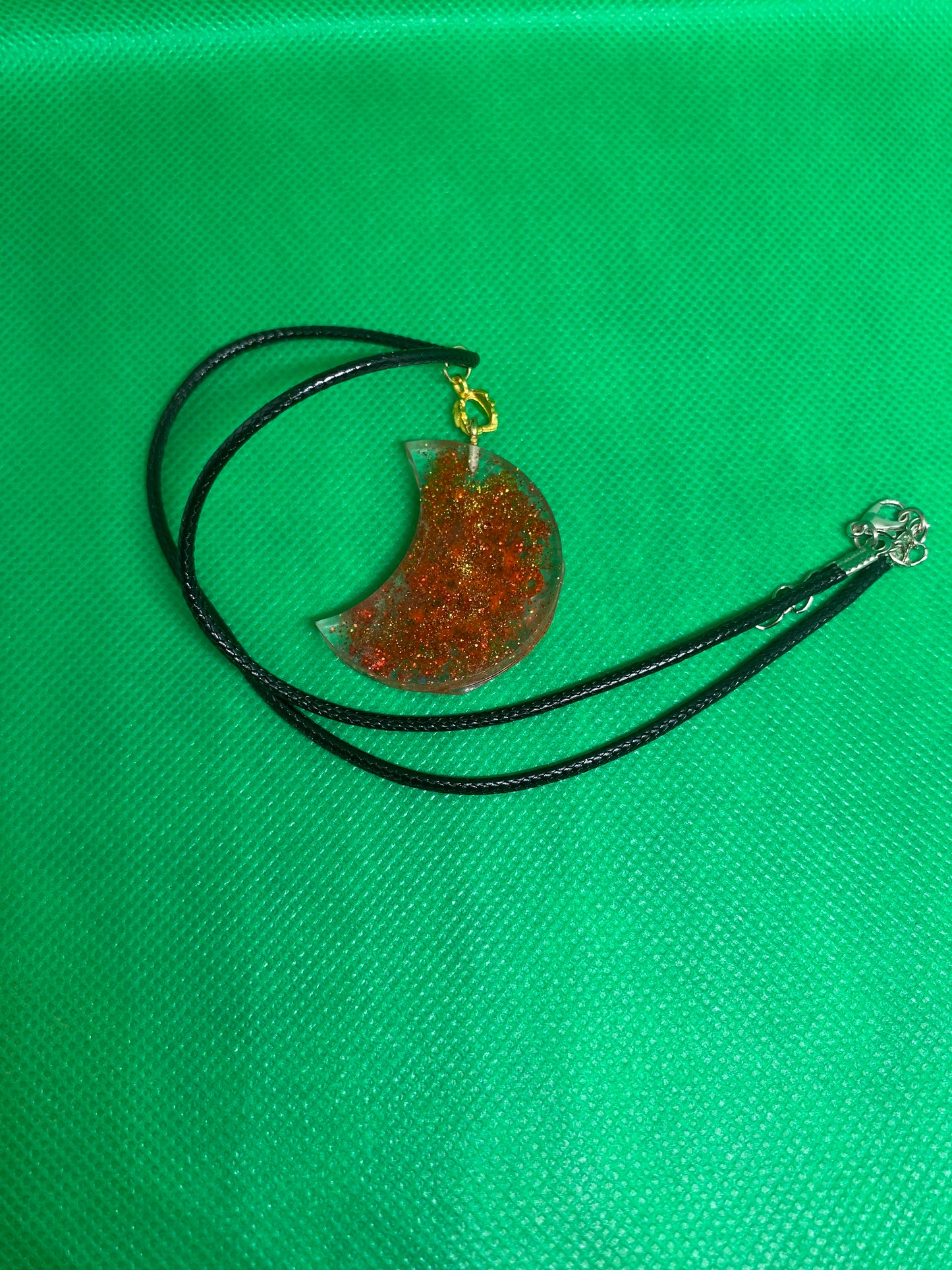 Red Crescent moon necklace