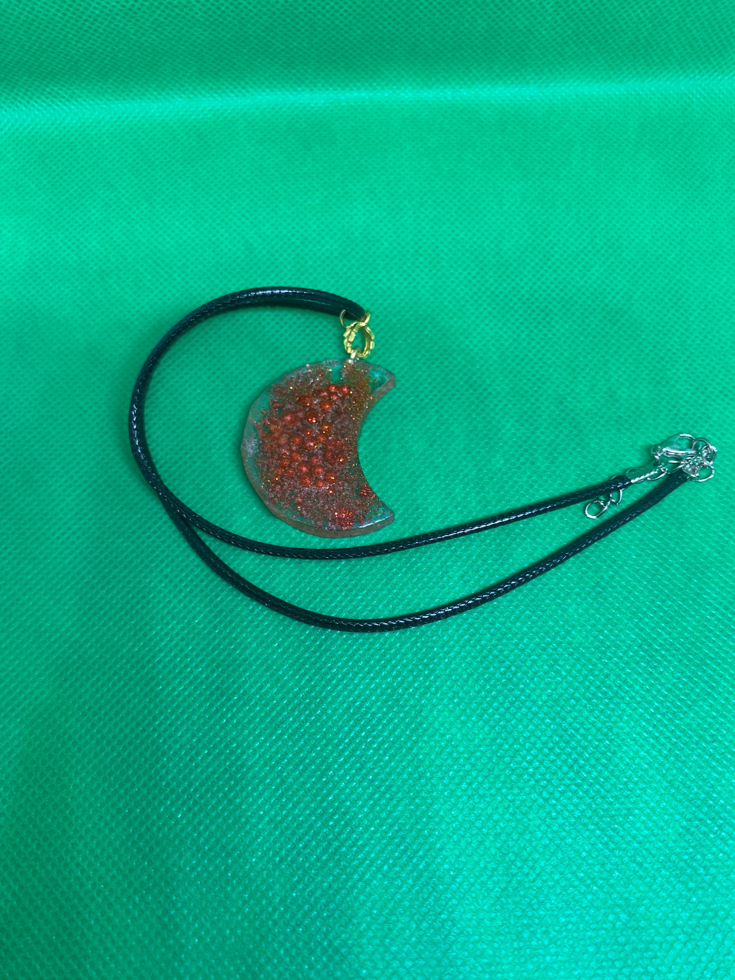 Red Crescent moon necklace