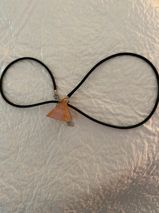 Little golden swirl pyramid necklace