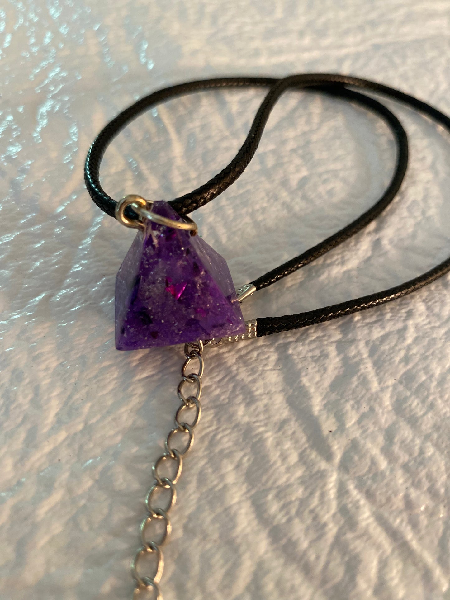 Little purple sliver pyramid necklace