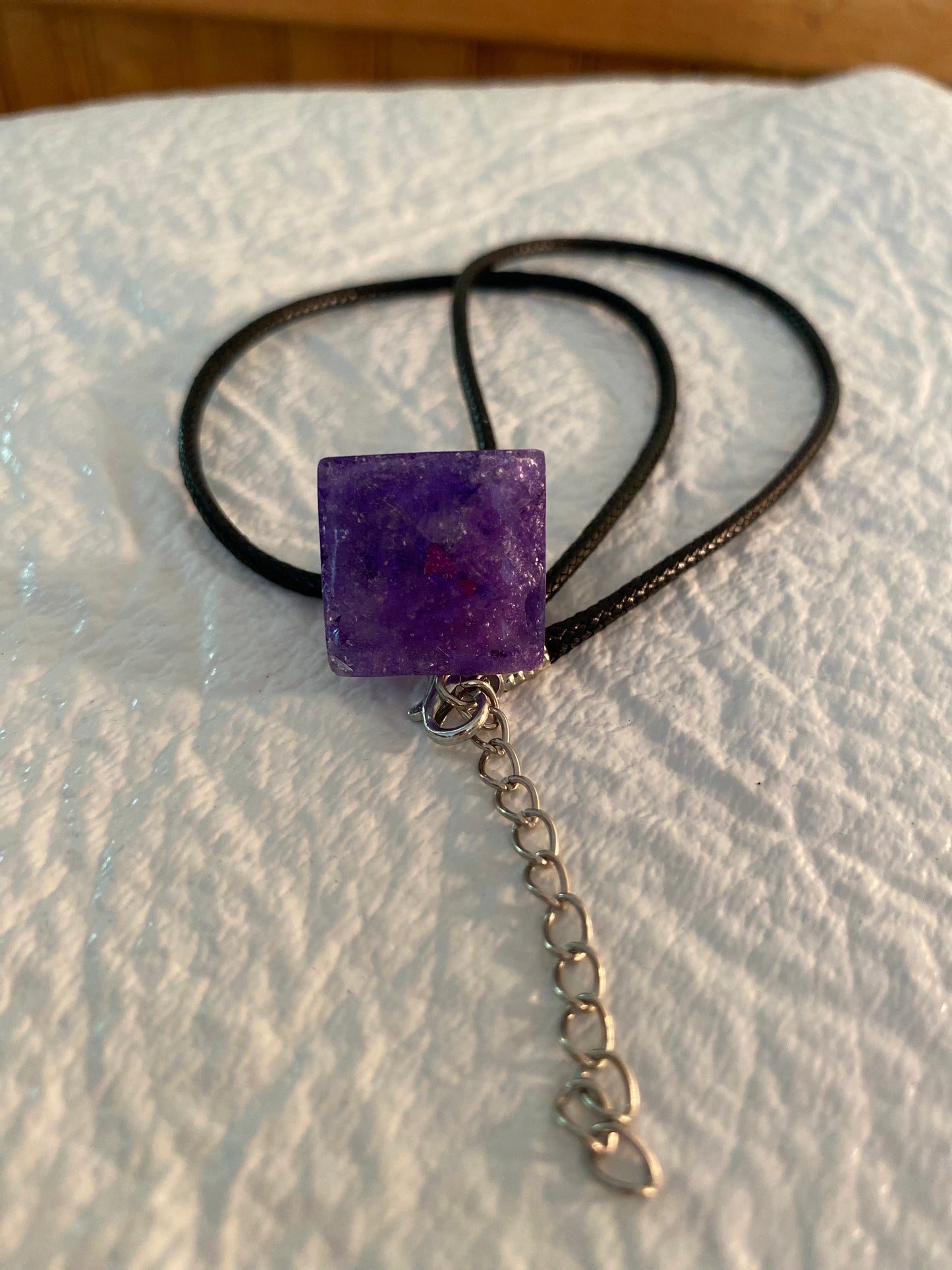 Little purple sliver pyramid necklace