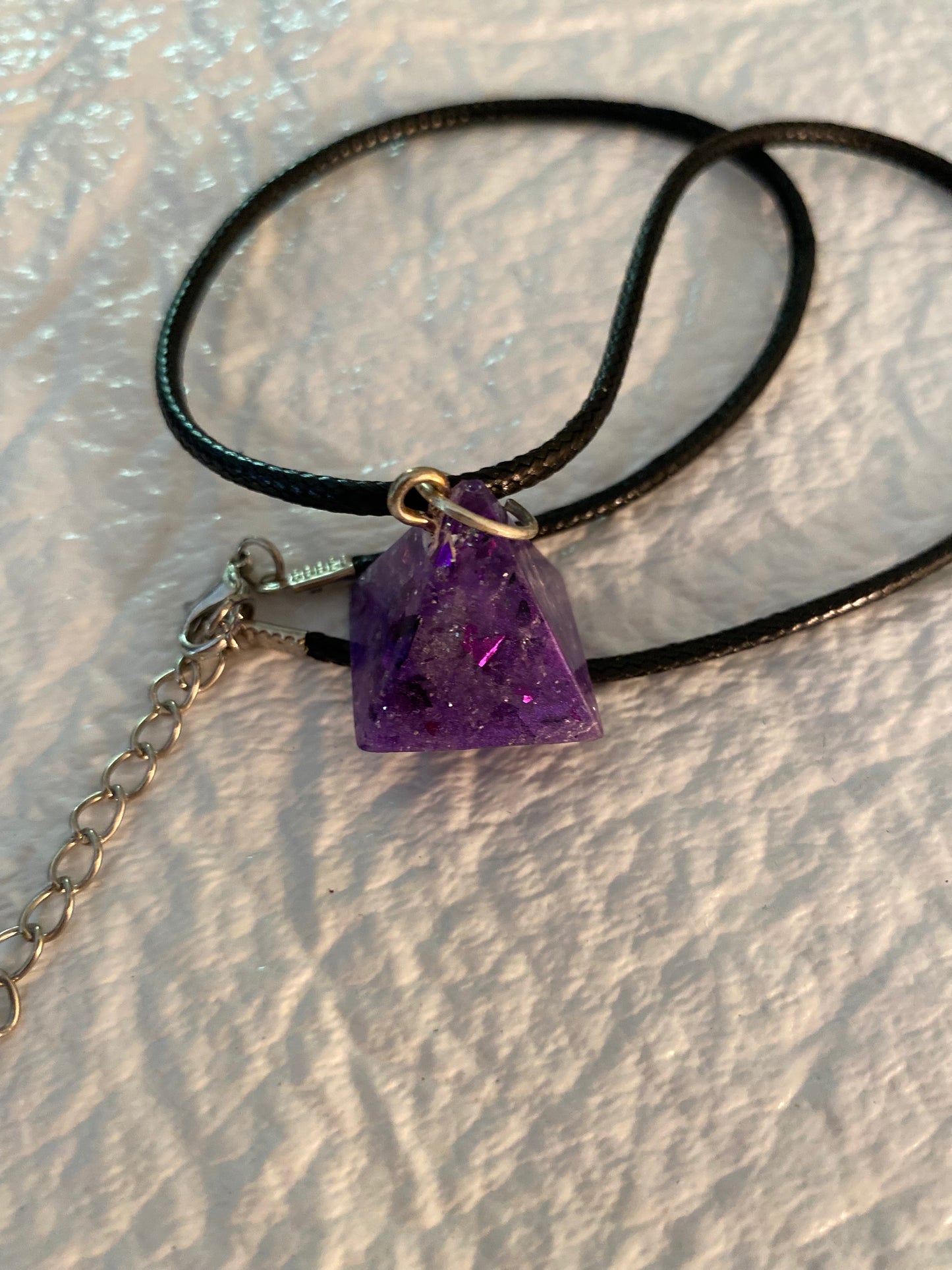 Little purple sliver pyramid necklace