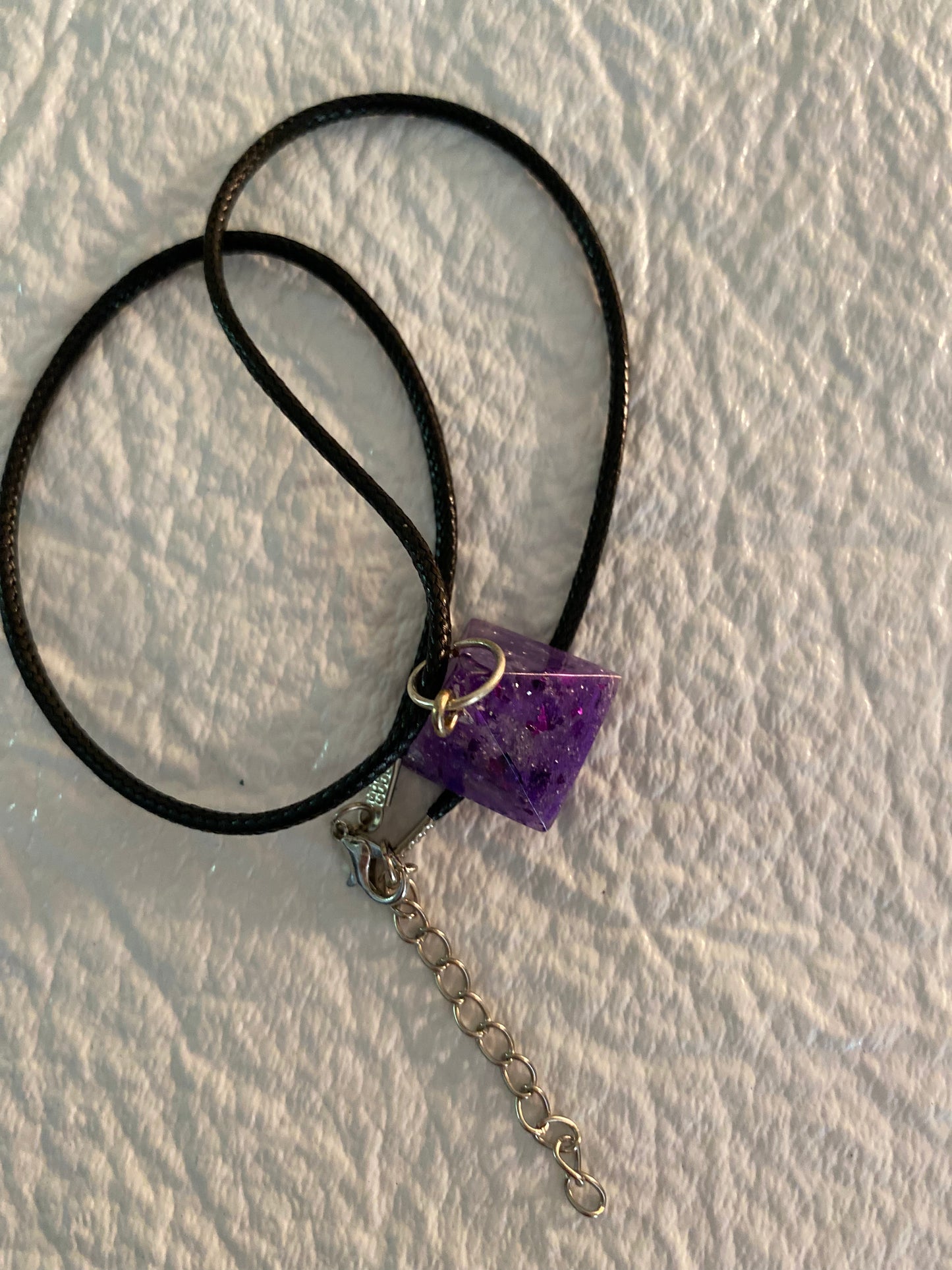 Little purple sliver pyramid necklace