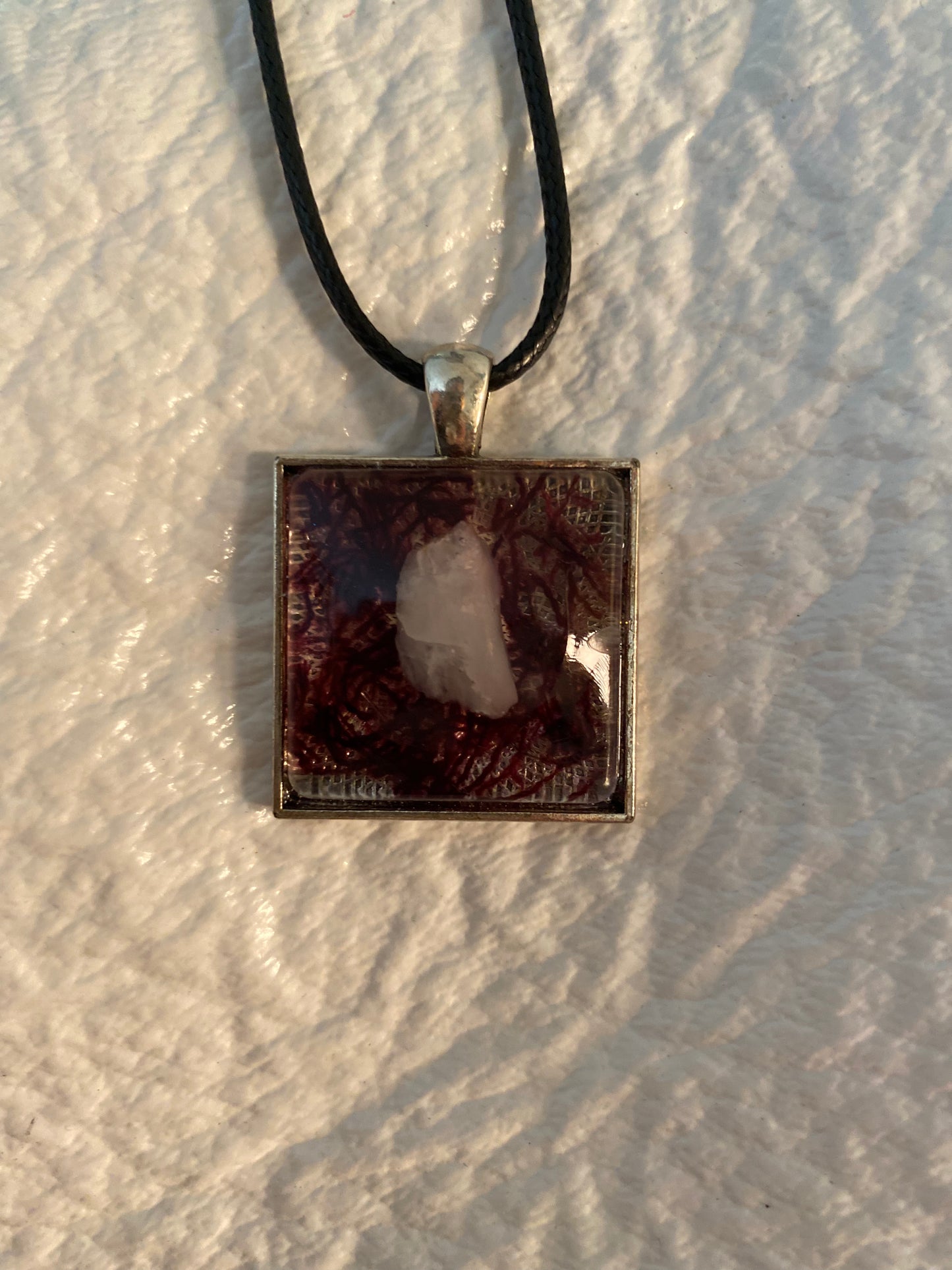 Amethyst in a square bezel necklace