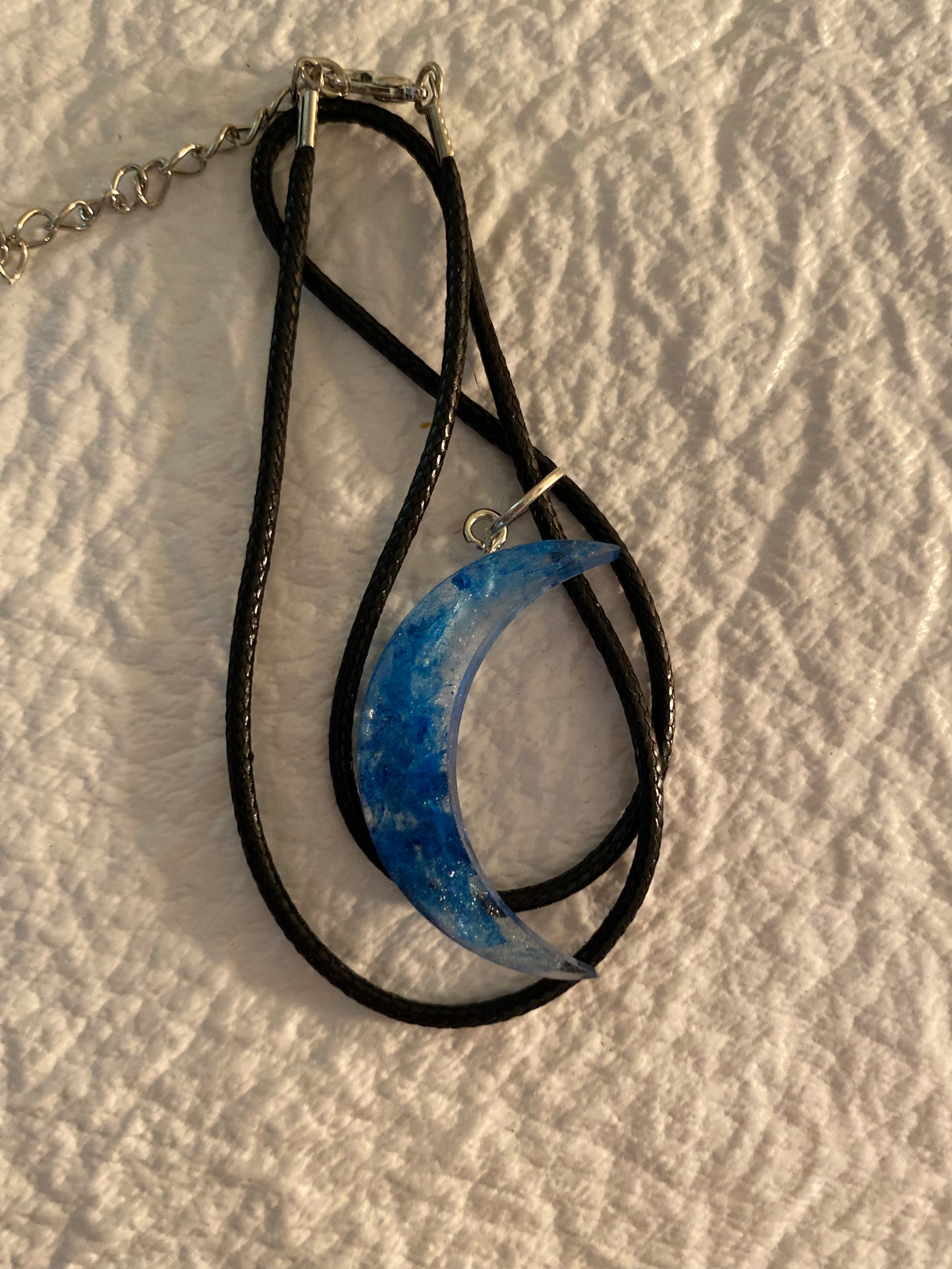 Blue sliver crescent moon necklace