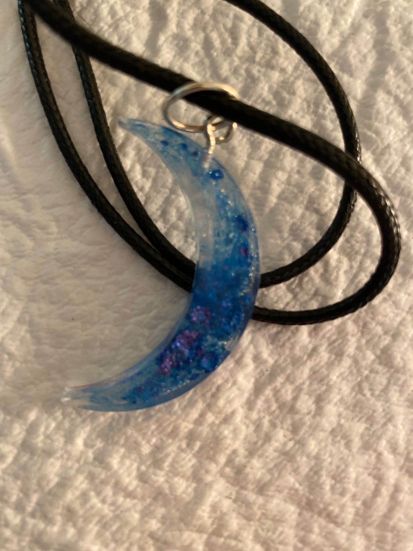 Blue sliver crescent moon necklace