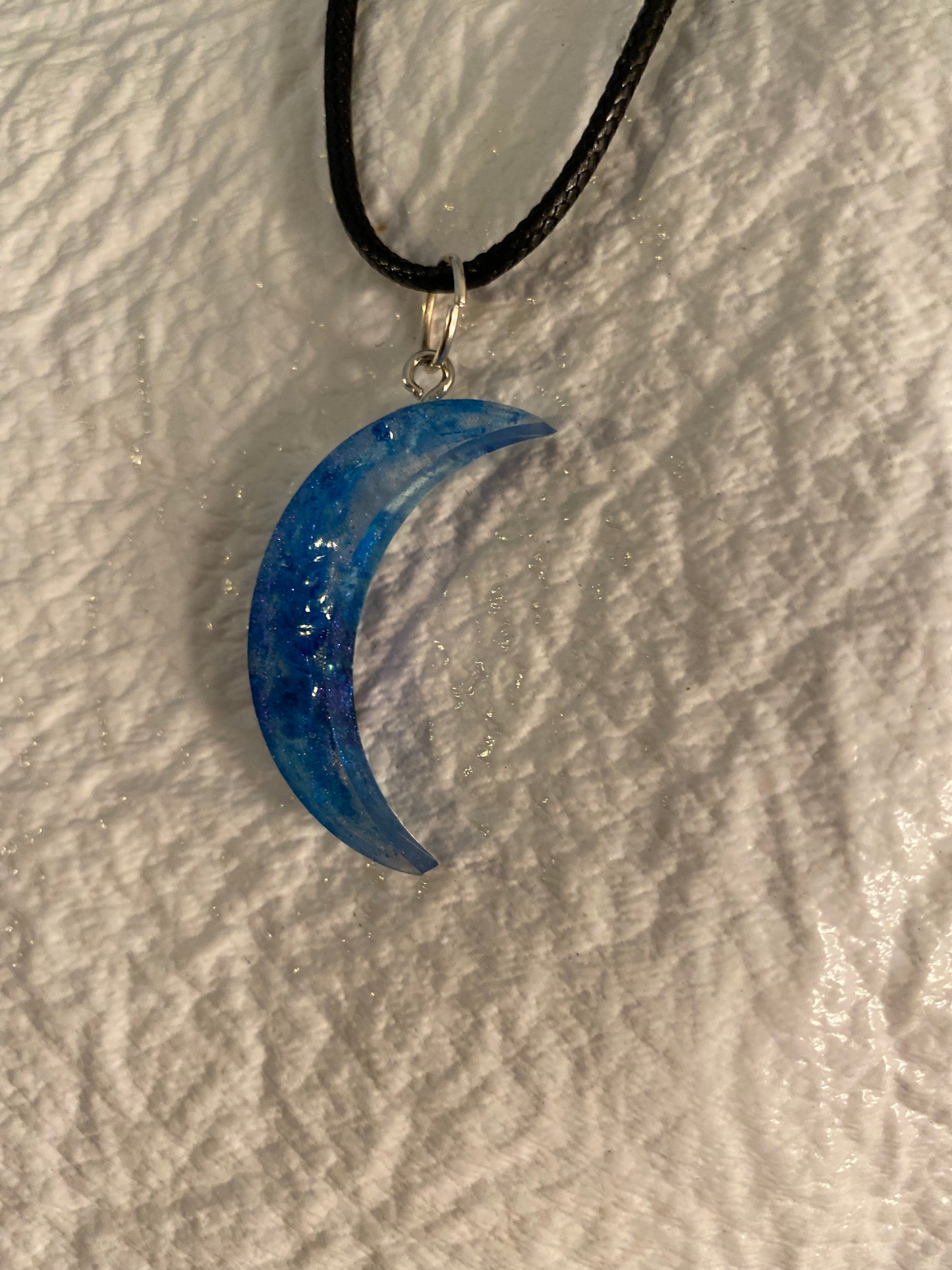 Blue sliver crescent moon necklace
