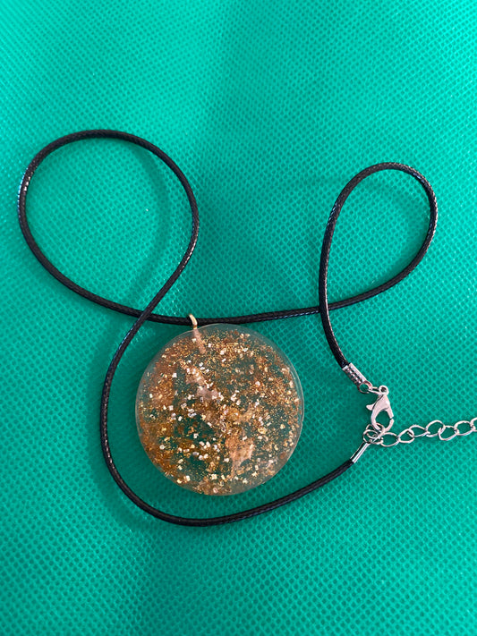 Full moon with gold glitter necklace