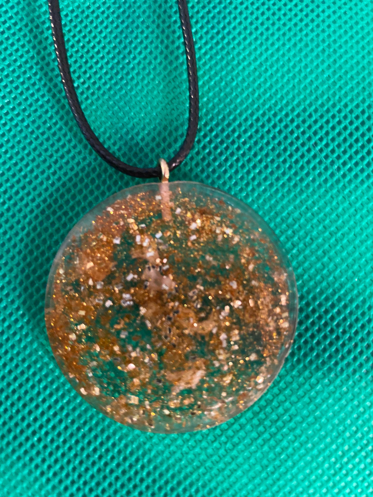 Full moon with gold glitter necklace