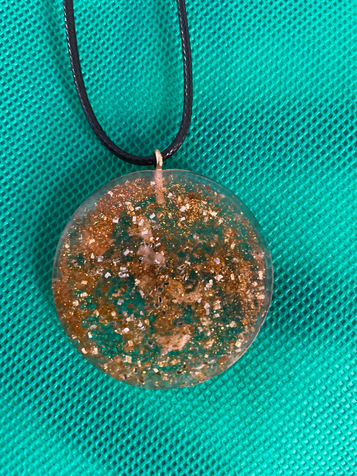 Full moon with gold glitter necklace