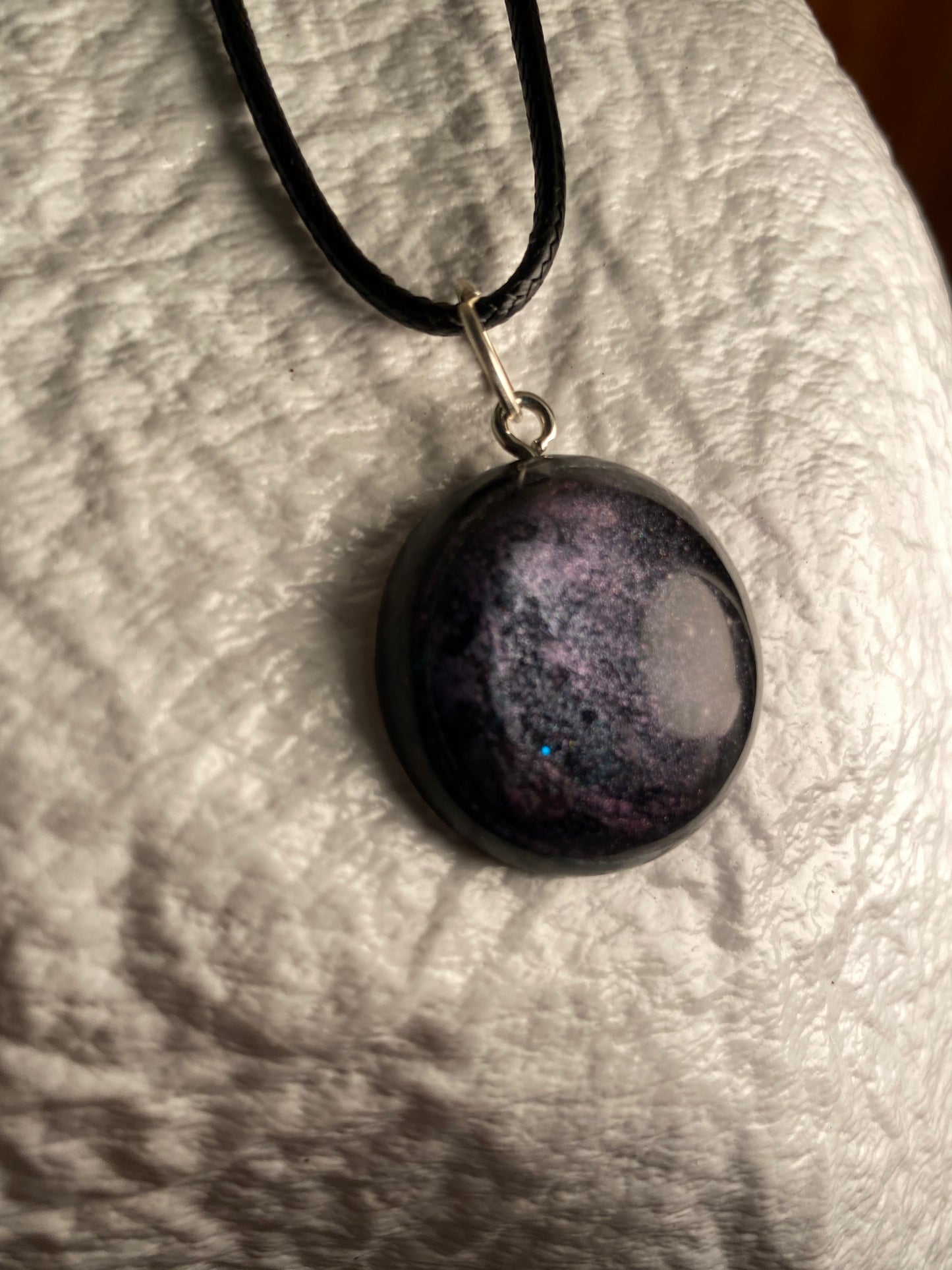 Purple and black galaxy necklace