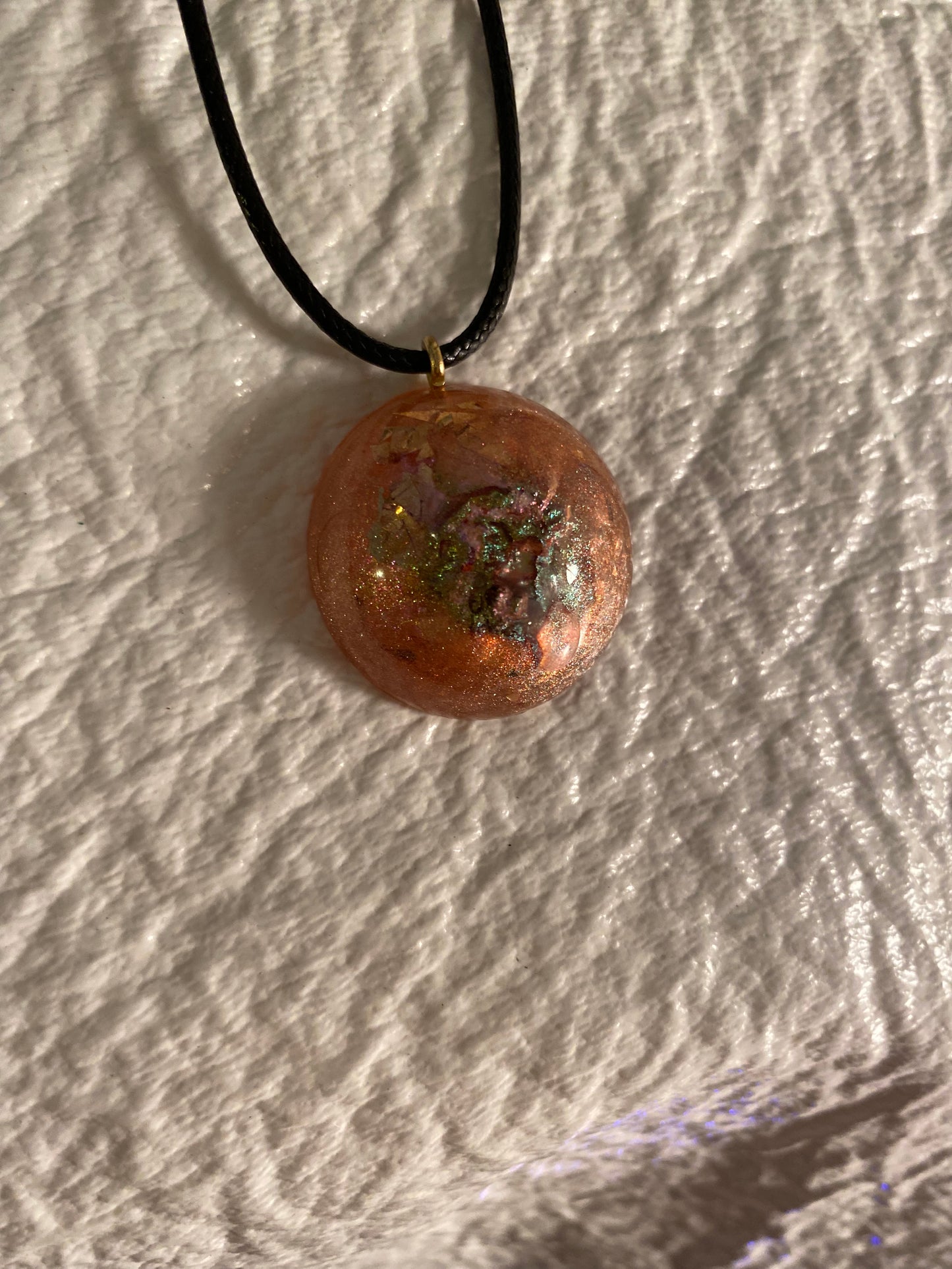 Dusty rose swirl with multicolored glitter pendant