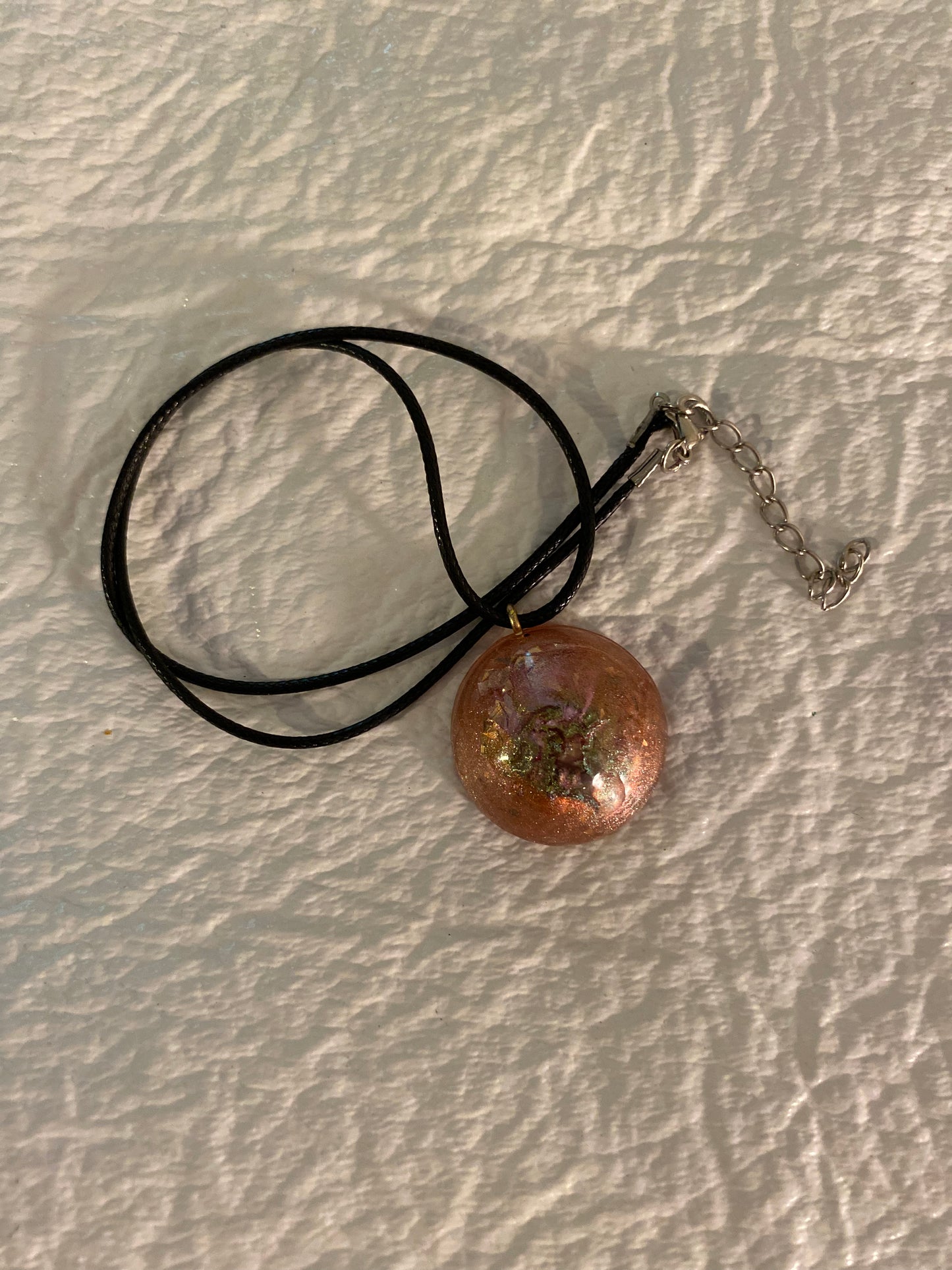 Dusty rose swirl with multicolored glitter pendant