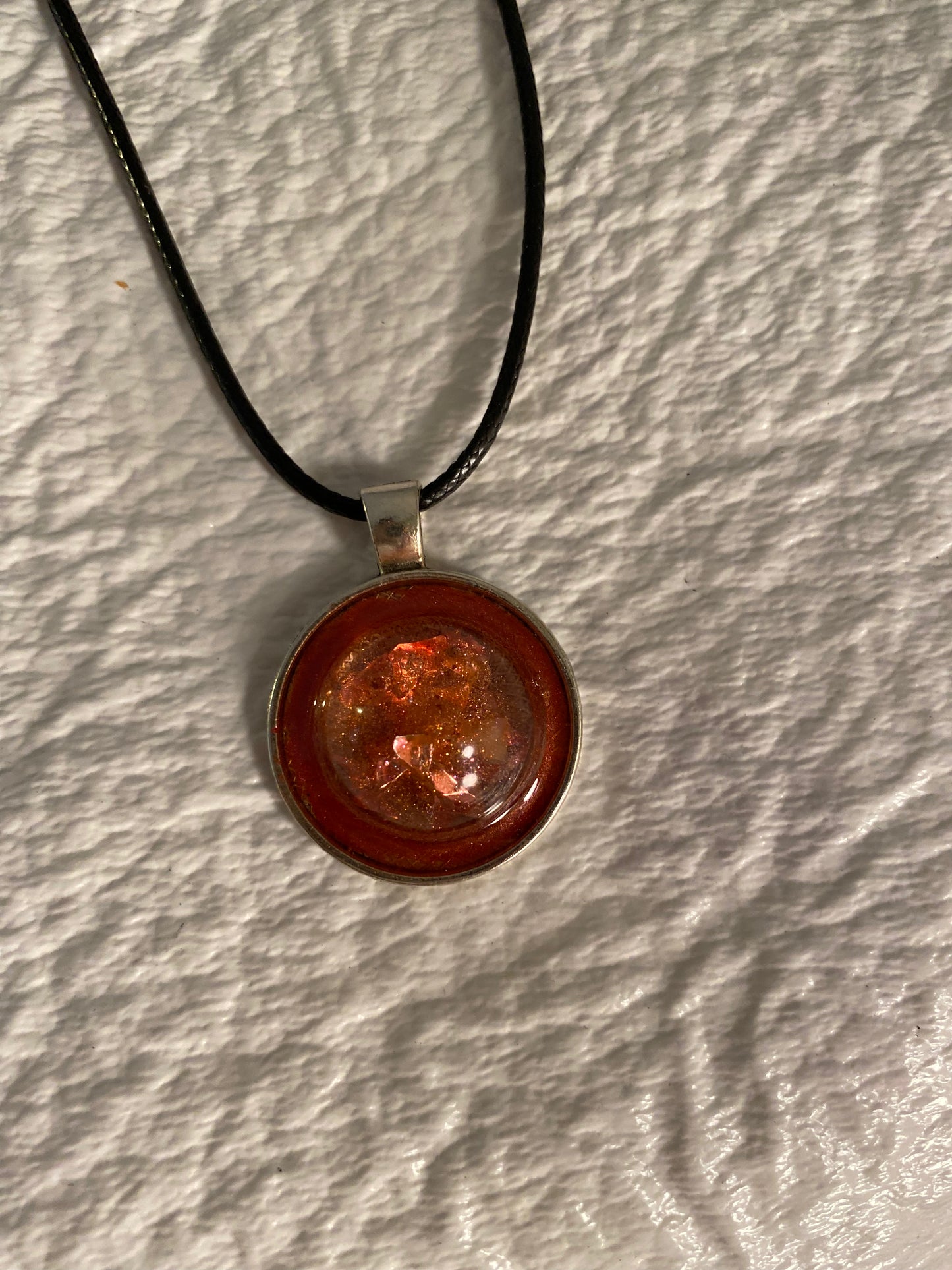 Peach round bezel necklace