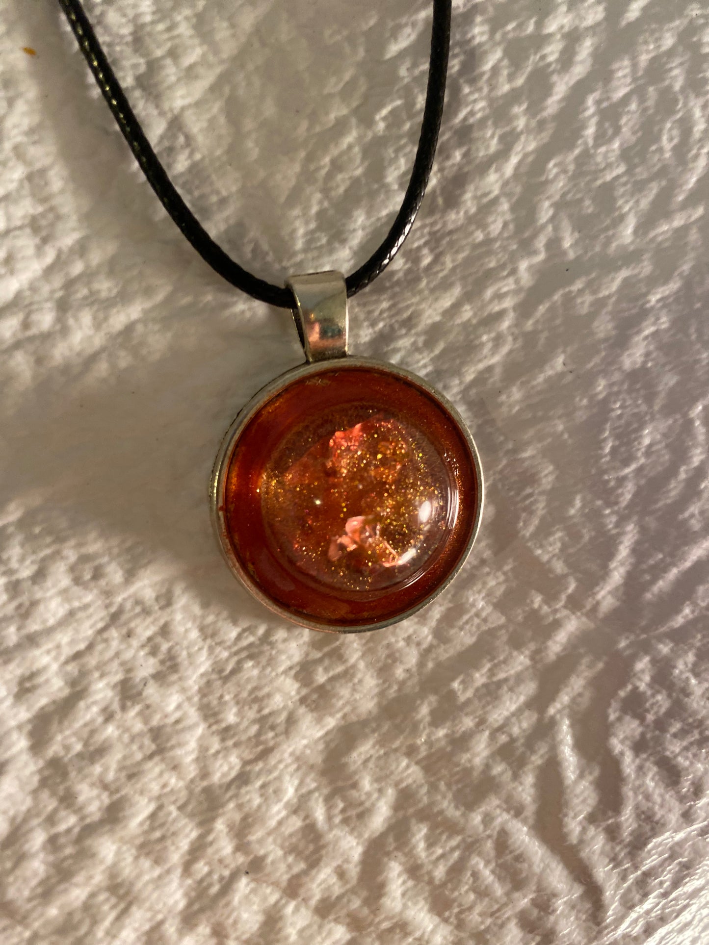 Peach round bezel necklace