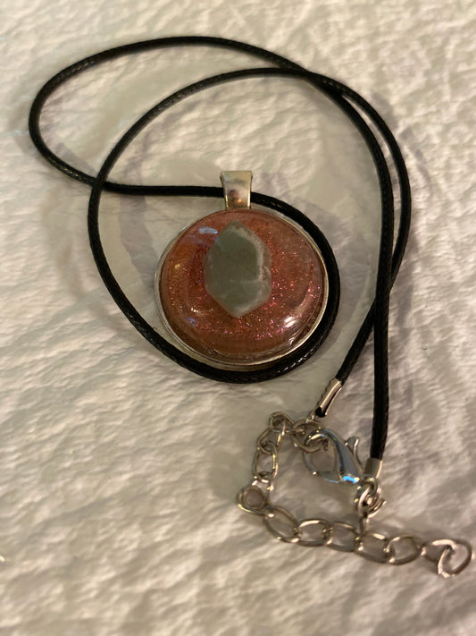 Gem stone in round bezel pendant